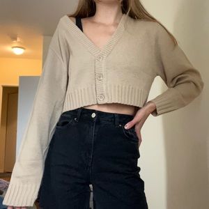 H&M Beige Cropped Cardigan